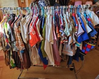Vintage baby clothes, 1970s child clothes, and vintage men's shirts and Hawaiian shirts