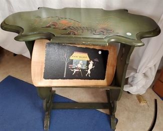 Antique Asian style painted table magazine rack, set of 6 Kentley vintage wood trays