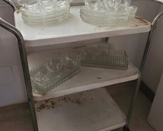 Vintage metal rolling cart