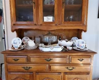 Vintage two piece buffet, China cabinet /hutch