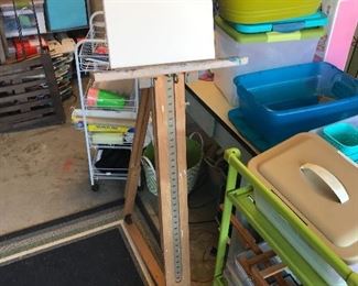 This sale was the home of an artist and has tons of art supplies: easels, paint, aprons, brushes, art kits, canvases, craft supplies, tools, etc.