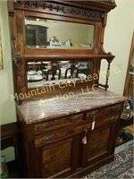 Walnut sideboard with marble top
