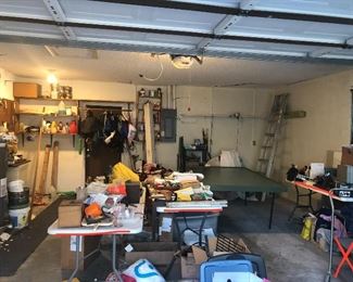 Contents of Garage. Tools Ladder Garden and vintage miscellaneous items 