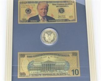 Located in: Chattanooga, TN
Framed Novelty Bills & Coin
Trump Novelty (2) Bills & (1) Coin
Black Background