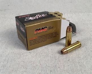 Mfg - (20) PMC Starfire
Model - 38 Special +P Hollow
Caliber - Point Ammo
Located in Chattanooga, TN
Condition - 1 - New
This is a 20 count box of PMC Starfire 125gr 38 Special +P hollow points, ideal for self defense purposes in a +P rated revolver.