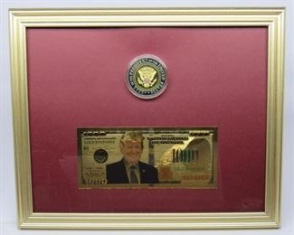 Located in: Chattanooga, TN
Framed Novelty Coin & Bill
Trump Novelty Bill & Coin
Red Background
