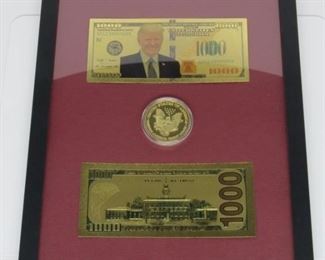 Located in: Chattanooga, TN
Framed Novelty Bills & Coin
Trump (2) Novelty Bills & (1) Novelty Coin
Red Background