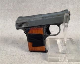 Serial - 154092
Mfg - Spesco Corp
Model - Falcon 2032 Pistol
Caliber - 25 Auto
Barrel - 2.25"
Capacity - 6+1
Type - Pistol
Located in Chattanooga, TN
Condition - 6 - Inoperable, Parts Only
This Spesco Corp Falcon 2032 pistol is ideal for those gunsmiths out there looking for a little pistol to tinker with. This pistol has seen it's fair share of hard times, as you can see in the pictures. These grips appear to have been cut off of a kitchen table and crazy glued/electrical taped to the frame. This pistol has battery/firing issues as well, so please purchase as a gun to work on or take to a licensed gunsmith first.

(LEO SEARCH & SEIZURE)