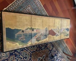 18th Century Japanese 4 panel painting - Kyoto