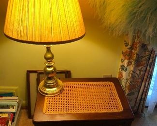 cane top side table