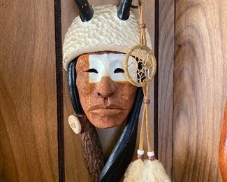 Native American hand carved wood wall sculpture 4"w X 10"h BUY IT NOW $40