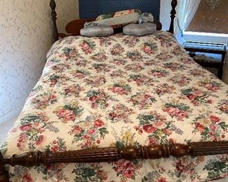 Vintage Solid Cherrywood Colonial Pineapple Acorn Finial Full Size Bed Frame, approximately 55"w X 79"l BUY IT NOW $300 with or without mattress