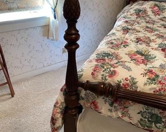 Vintage Solid Cherrywood Colonial Pineapple Acorn Finial Full Size Bed Frame, approximately 55"w X 79"l BUY IT NOW $300 with or without mattress