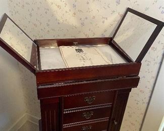 Thomas Pacconi Classic Cherry Jewelry Armoire with photo frame and Mirror Approximately 15"w X 37"h X 11.5"d BUY IT NOW $200