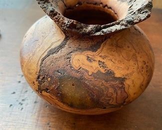 Cherry Burl Vase signed Leroy Bayerl , 4.5"w X 4"h BUY IT NOW $45