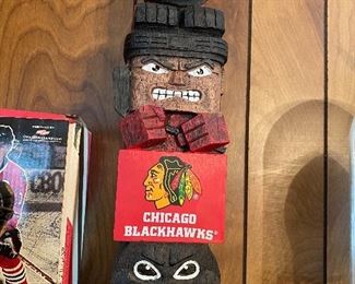 Blackhawks Totem sculpture, 5.5"w X 17"h X 3.5"d