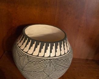 Small Vintage Acoma Polychrome Pottery, Hand coiled and scraped to shape it, it was free hand painted with mineral slips signed A. Kelsey 4"w X 3.5"h BUY IT NOW $40