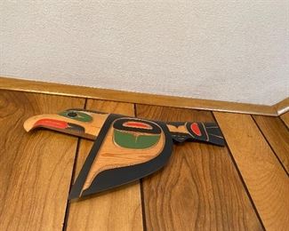 Wood carved Falcon, 15"w X 7.5"h