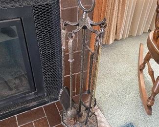 Fireplace iron set, 10"w X 32"h buy it now $40