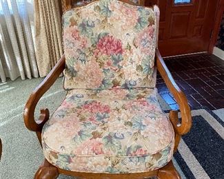Floral Chair two; 29"w X 34.5"h X 27"d (16" seat height) BUY IT NOW $80