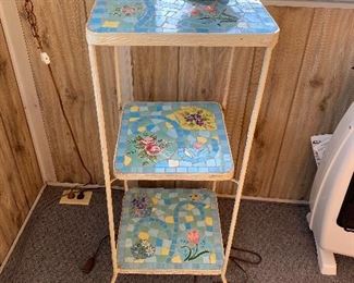3-tier/ decorative tile shelf; 14"sq X 35.5"h BUY IT NOW $60