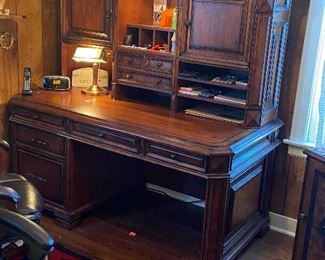 Antique Desk, approximately 65.5”l X 33”w X 32”h. Top half is approximately 34.5”h X 15”d BUY IT NOW $200