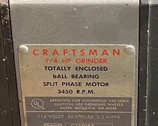 Craftsman 1/4 HP Grinder Split phase motot 3450 RPM Model 397.19571 BUY IT NOW $20, did not check for working.