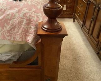 Cherry Finish, and wrought iron 4 post bed finished with Finials Queen Frame with Full mattress Buy it now $500