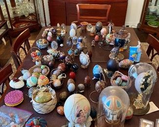 Huge egg collection, Goose eggs, ostrich eggs, wedgewood eggs and more