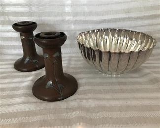 Heintz sticks. Geeves Mexican sterling bowl. 