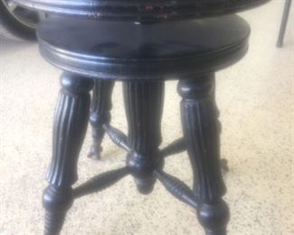 Antique Piano Stool wClaw Glass Feet