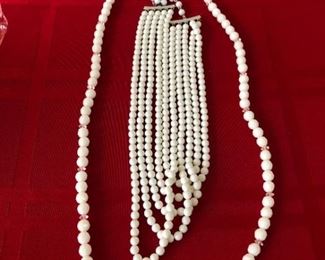 Womens White Beaded Necklaces