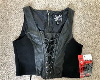 Leather motorcycle jackets and vests