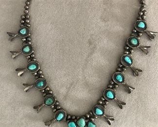 Squash blossom turquoise necklace