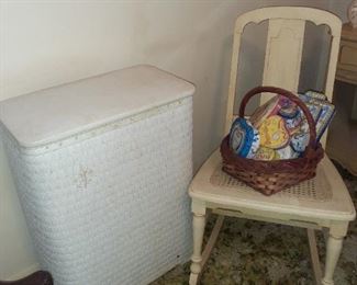 Love this old hamper.  And a sweet little rocker