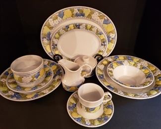 https://ctbids.com/#!/description/share/719396 51 pieces of Vernon Ware Florence pattern dishes by Metlox. Includes plates, cups, bowls, saucers and plates.

