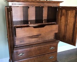 Interior of Ethan Allen Classic Manor gentleman’s dresser 