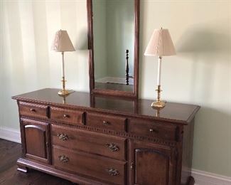 Ethan Allen Classic Manor long dresser + mirror 