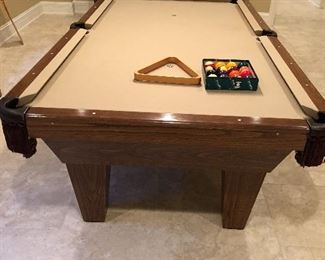 Available for presale! Text (708)846-0259 to inquire. Connelly Billiards pool table with all accessories + cues in stand & cover