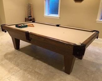 Available for presale! Text (708)846-0259 to inquire. Connelly Billiards pool table with all accessories + cues in stand & cover