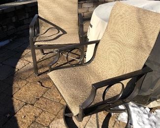Cast aluminum patio chairs 2 swivel rockers & 2 side chairs