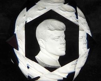 John F. Kennedy Baccarat Crystal Sulphide Paperweight