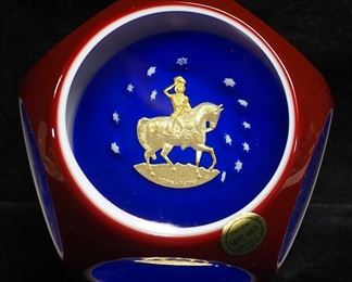 George Washington Riding A Horse Saint Louis, France Crystal Sulphide Paperweight