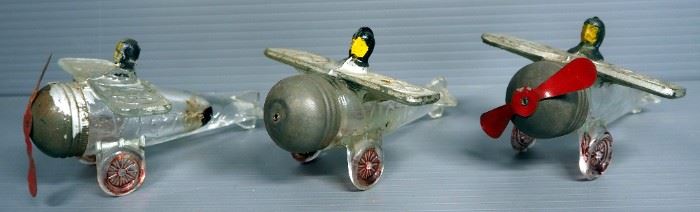 Airplane And Blimp Glass Candy Containers, Qty 5