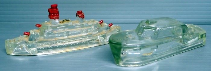 Boat Glass Candy Containers, Qty 5