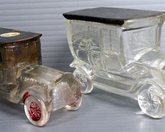 Vintage Car Themed Glass And Metal Candy Containers, Qty 18