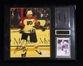 Eric Lindros Philadelphia Flyers Autographed Photo with Player Card On Plaque