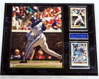 Dave Henderson Kansas City Royals Autographed Photo With COA, On Plaque With Cards