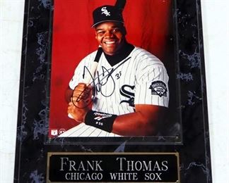 Frank Thomas Chicago White Sox Autographed Photo With COA, On Plaque
