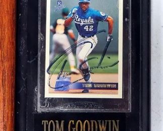 Tom Goodwin Kansas City Royals Autographed Player Card And Autographed Caricature Numbered 70/250